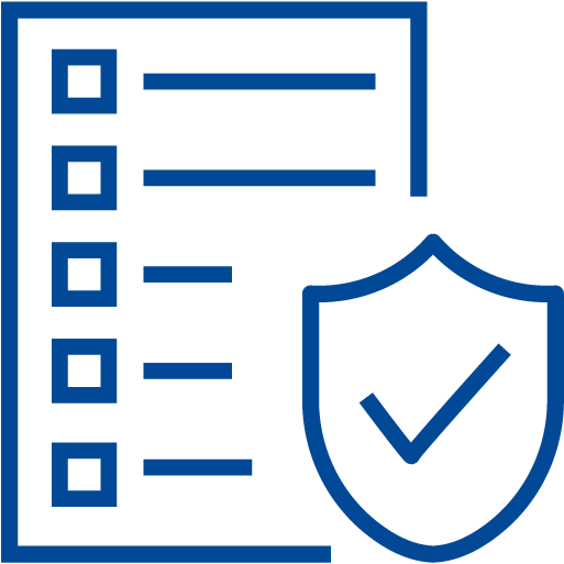 Icona stilizzata di una lente d’ingrandimento su documento, su sfondo blu chiaro; rappresenta audit, indagini e gestione delle informazioni.