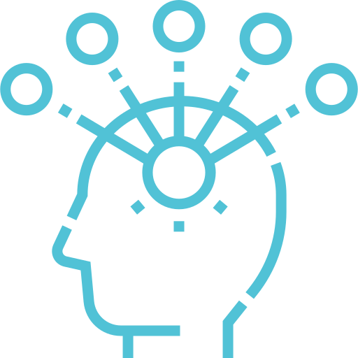 Sagoma stilizzata di un profilo umano, con linee che si espandono dalla parte superiore del capo verso cerchi esterni: rappresenta pensiero creativo, diffusione di idee e innovazione.”