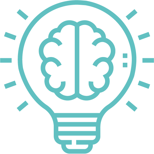 Icona stilizzata di una figura umana al centro di un ingranaggio, con linee che si irradiano verso l'esterno, su sfondo celeste chiaro; rappresenta l'integrazione delle competenze individuali in un sistema tecnologico e collaborativo.