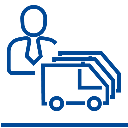 Icona stilizzata di un veicolo con una chiave, su sfondo celeste chiaro; rappresenta la gestione e la manutenzione della flotta aziendale.