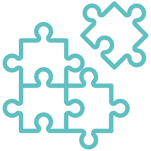 Icona stilizzata composta da sei esagoni interconnessi, disposti a formare una griglia esagonale, con sfondo celeste chiaro; rappresenta un sistema modulare e flessibile