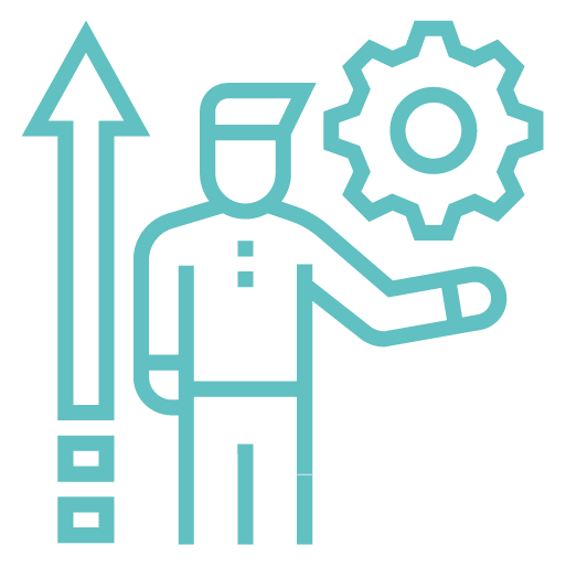 Icona stilizzata di un diagramma a flusso, con frecce che si intrecciano formando un ciclo continuo, su sfondo celeste chiaro; rappresenta l'adattabilità e la personalizzazione delle soluzioni offerte.