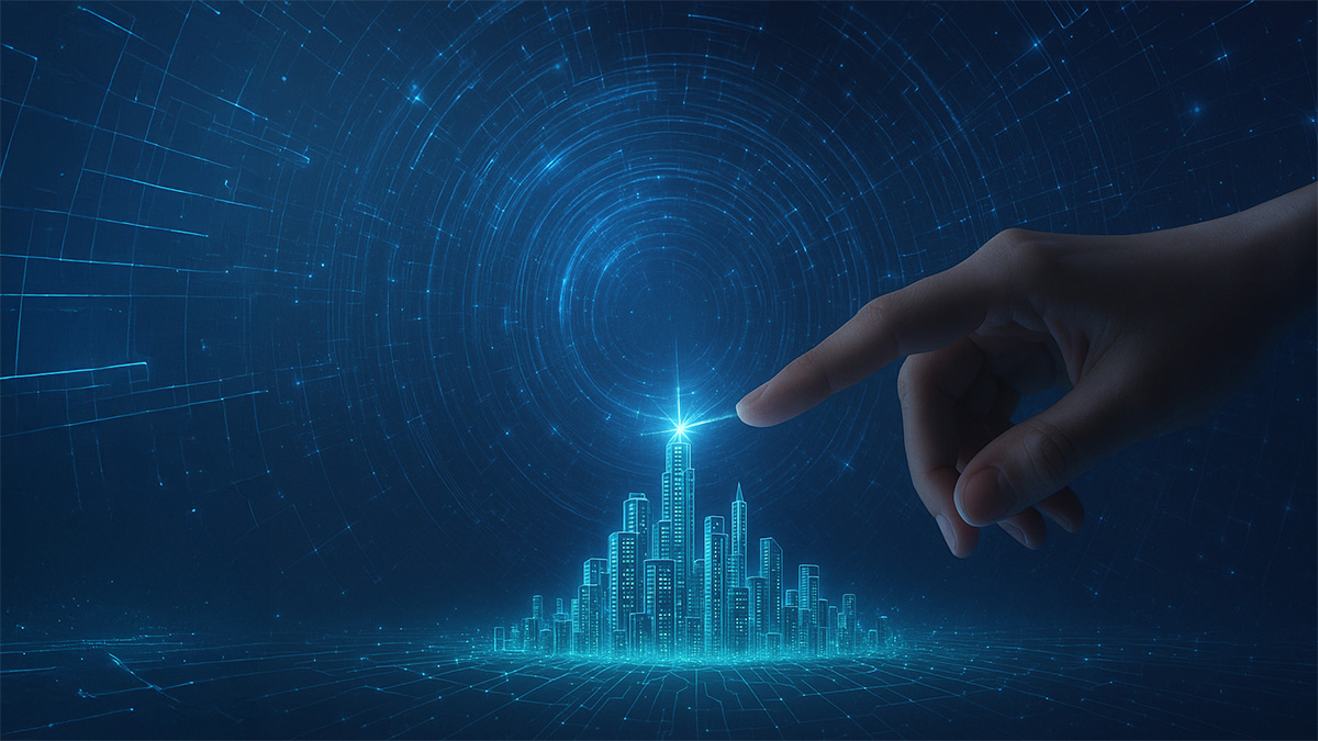 Due persone sedute a un tavolo, viste di profilo, che discutono e collaborano davanti a un dispositivo portatile (come un laptop o tablet). Sul tavolo si intravede materiale di lavoro (appunti, tazze, documenti), e sullo sfondo si percepisce un ambiente professionale luminoso e moderno