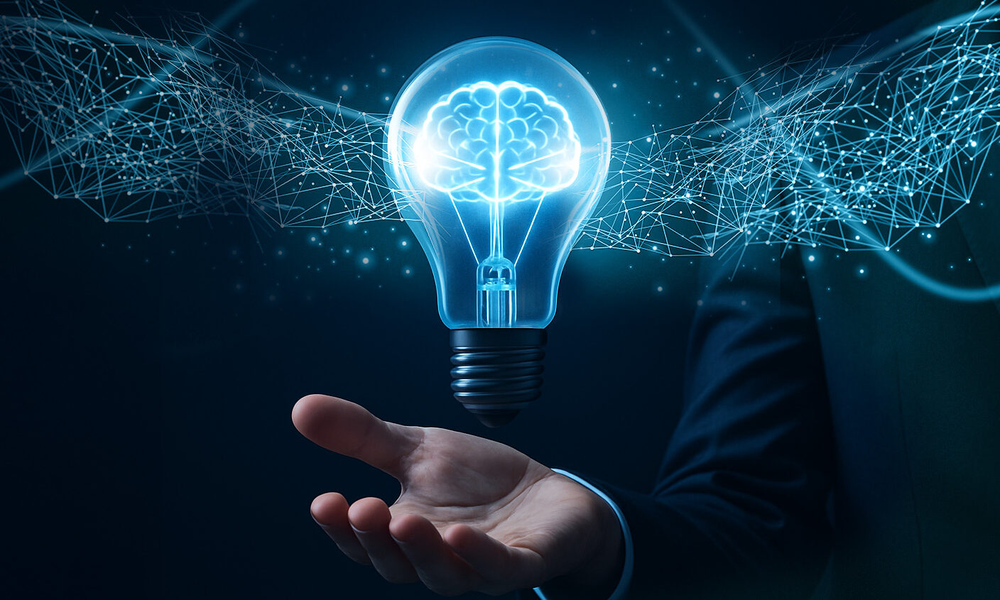 Dispositivo mobile che visualizza un'applicazione con icone rappresentanti diverse competenze professionali, su sfondo sfumato celeste; simboleggia la formazione e lo sviluppo delle competenze.