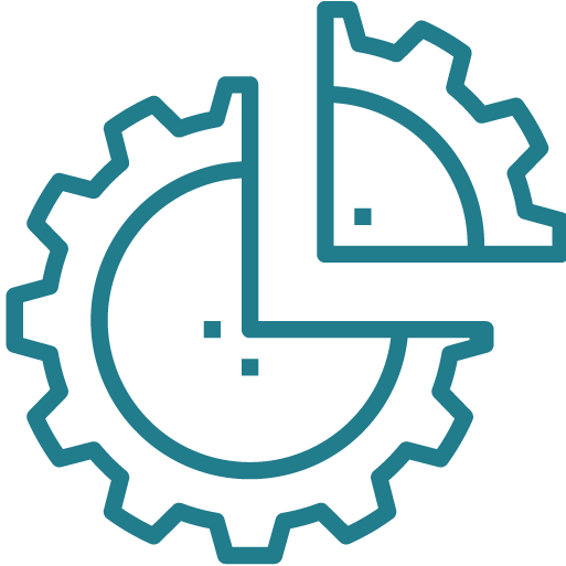 Icona stilizzata composta da tre rettangoli sovrapposti, con angoli arrotondati e sfumature di colore celeste, disposti in modo da formare una rappresentazione astratta di settori interconnessi; simbolo della modularità e adattabilità delle soluzioni offerte.